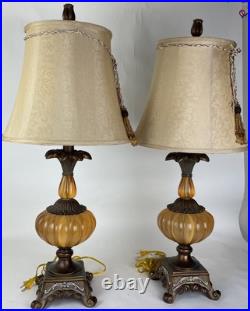 Pair Of Brown Vintage Lamp Vintage With Orange Details Pair Of Brown Vintage Lamp Vintage With Orange Details