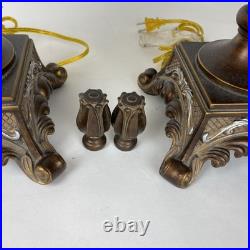 Pair Of Brown Vintage Lamp Vintage With Orange Details Pair Of Brown Vintage Lamp Vintage With Orange Details