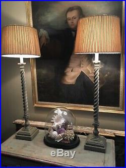 Pair Of Refurbished Tall Vintage Barley Twist Paint Effect Table Lamps 82 Cm