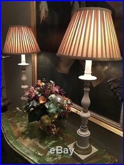 Pair Of Refurbished Vintage Painted Wooden Table Lamps
