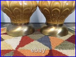 Pair Of Tan/beige/Gold Vintage Retro Ceramic Table Lamps mid century modern
