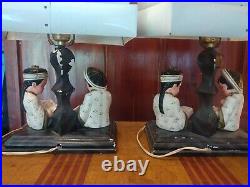 Pair Of Vintage Asian Figurine Lamps