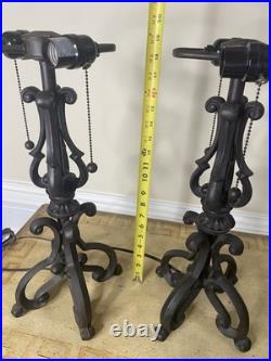 Pair Of Vintage Black Cast Iron Table Lamps