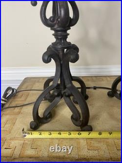 Pair Of Vintage Black Cast Iron Table Lamps