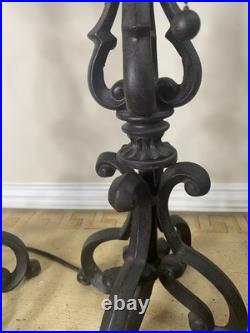 Pair Of Vintage Black Cast Iron Table Lamps