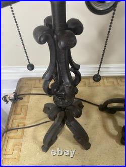 Pair Of Vintage Black Cast Iron Table Lamps