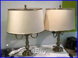 Pair Of Vintage Bouillotte Brass Table Lamps