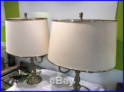 Pair Of Vintage Bouillotte Brass Table Lamps
