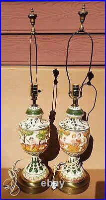 Pair Of Vintage Capodimonte Lamps Signed