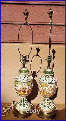 Pair Of Vintage Capodimonte Lamps Signed