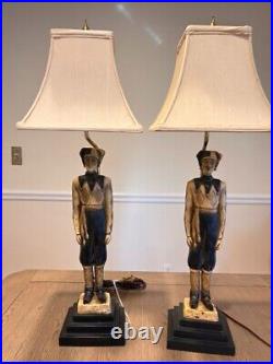 Pair Of Vintage Harlequin Court Jester Figure Table Lamps