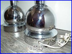 Pair Of Vintage MID Century Chrome Eyeball Orb Table Lamps Sonneman