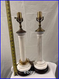 Pair Of Vintage Marble And Brass Table Crest Lamps Pair Of Vintage Marble And Brass Table Crest Lamps