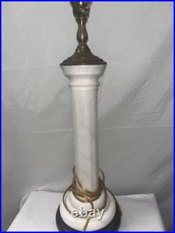 Pair Of Vintage Marble And Brass Table Crest Lamps