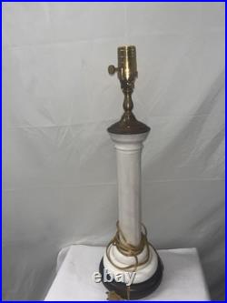 Pair Of Vintage Marble And Brass Table Crest Lamps