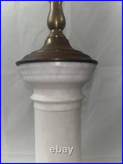 Pair Of Vintage Marble And Brass Table Crest Lamps