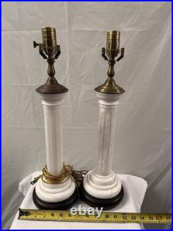 Pair Of Vintage Marble And Brass Table Crest Lamps Pair Of Vintage Marble And Brass Table Crest Lamps