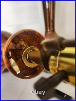 Pair Of Vintage Mid Century Modern Ceramic Amber Brown Drip Glaze Table Lamps