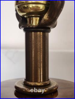 Pair Of Vintage Mid Century Modern Ceramic Amber Brown Drip Glaze Table Lamps