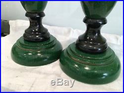 Pair Of Vintage Painted Malachite Effect Table Lamps