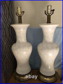 Pair Of vintage White porcelain table lamps