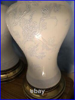 Pair Of vintage White porcelain table lamps