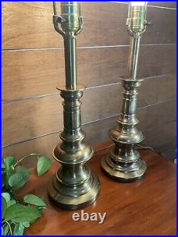 Pair QUALITY Vintage 3 Way Stiffel Brass Table Boudoir Lamps 24.75, 6 Lbs Each