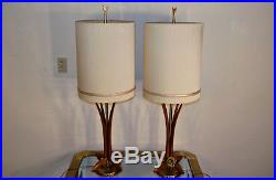 Pair Rembrandt retro table lamps with TAGS! Mid century modern atomic vintage