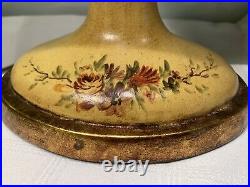 Pair Vintage Antique Style Hand Decorated Chinoiserie Chestnut Urn Table Lamps