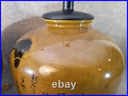 Pair Vintage Asian Figural Ceramic Table Lamps 28 Hand Painted Elegant VTG Nice Pair Vintage Asian Figural Ceramic Table Lamps 28 Hand Painted Elegant VTG Nice