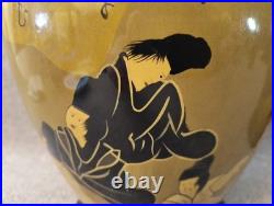 Pair Vintage Asian Figural Ceramic Table Lamps 28 Hand Painted Elegant VTG Nice