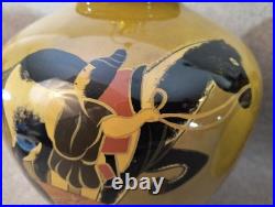 Pair Vintage Asian Figural Ceramic Table Lamps 28 Hand Painted Elegant VTG Nice