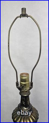 Pair Vintage Blue Murano MCM Hollywood Regency Glass & Cast Speltzer Table Lamps