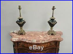 Pair Vintage Brevettato Italian Table Lamp with Brass / Bronze Marble Lion Head