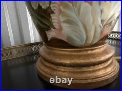 Pair Vintage Frederick Cooper High Relief Floral Ceramic Table Lamps 27 EUC