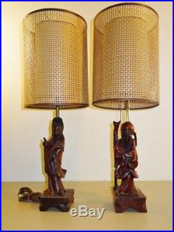 Pair Vintage Mid Century 1960s-1970s Happy Buddha Table Lamps
