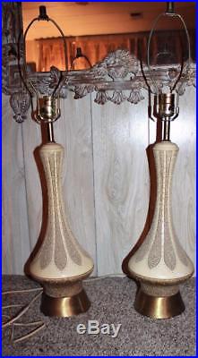 Pair Vintage Mid Century Atomic Danish Quartite Creative Corp. Table Lamps 1960s