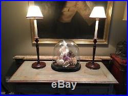 Pair Vintage Osbourne & Little Faux Marble Candlestick Table Lamps With Shades
