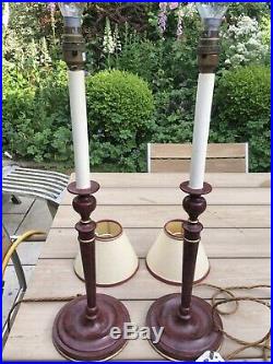 Pair Vintage Osbourne & Little Faux Marble Candlestick Table Lamps With Shades