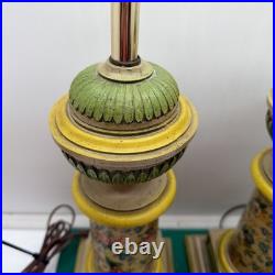 Pair Vintage Shabby Chic Farmhouse Style Green Lamps Floral 19 Tall Set of 2 Pair Vintage Shabby Chic Farmhouse Style Green Lamps Floral 19 Tall Set of 2