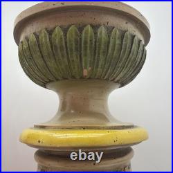 Pair Vintage Shabby Chic Farmhouse Style Green Lamps Floral 19 Tall Set of 2