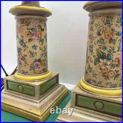 Pair Vintage Shabby Chic Farmhouse Style Green Lamps Floral 19 Tall Set of 2 Pair Vintage Shabby Chic Farmhouse Style Green Lamps Floral 19 Tall Set of 2