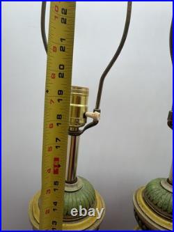 Pair Vintage Shabby Chic Farmhouse Style Green Lamps Floral 19 Tall Set of 2 Pair Vintage Shabby Chic Farmhouse Style Green Lamps Floral 19 Tall Set of 2