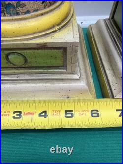 Pair Vintage Shabby Chic Farmhouse Style Green Lamps Floral 19 Tall Set of 2