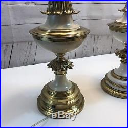 Pair Vintage Stiffel Mid-Century Hollywood Brass Regency Torchiere Lamp 39
