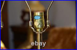 Pair Vintage Stiffel Tall Brass Hollywood Regency Buffet Table Lamps No Shades