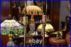 Pair Vintage Stiffel Tall Brass Hollywood Regency Buffet Table Lamps No Shades