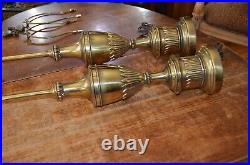 Pair Vintage Stiffel Tall Brass Hollywood Regency Buffet Table Lamps No Shades