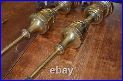 Pair Vintage Stiffel Tall Brass Hollywood Regency Buffet Table Lamps No Shades