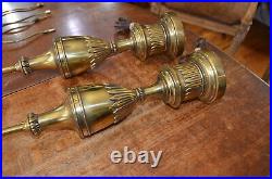 Pair Vintage Stiffel Tall Brass Hollywood Regency Buffet Table Lamps No Shades